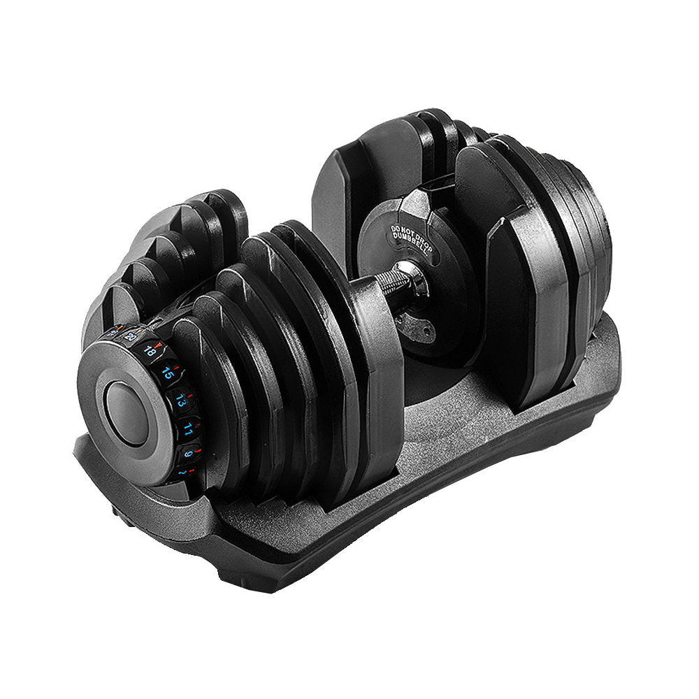 1 adjustable dumbbell with 15 Gears for weight changing in a caddy 