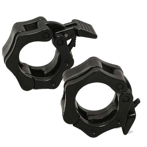 pair of snap lock barbell collars 25mm black